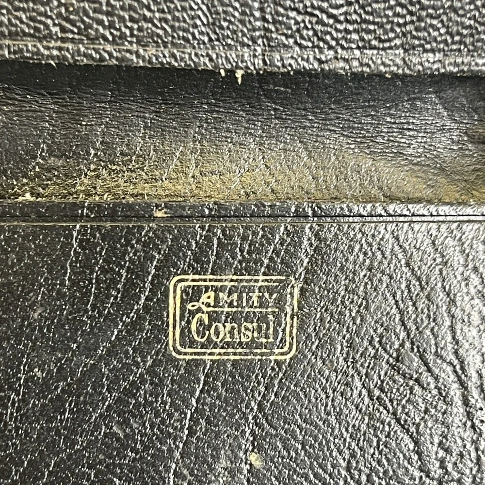 Vintage Mens Wallet Amity Consul Cowhide Black Bifold‎ Broken-In Used condition